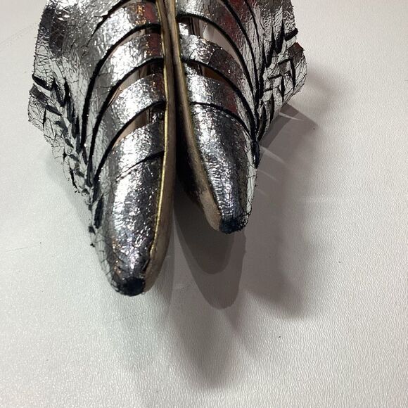 Gold & Rouge Gunmetal Woven Pointed Toe Mules Flat Sole Women’s Size EU 38 - Picture 8 of 15